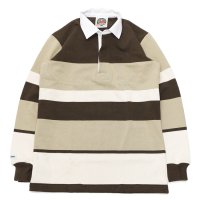 ＜OUTLET＞BARBARIAN（バーバリアン）クラシック ラガーシャツ（SPINNAKER STRIPES）”旧モデル”/Moss×Taupe×Ivory（モスグリーン×トープ×アイボリー）※Sサイズのみ