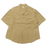 50%OFF！！KAPTAIN SUNSHINE（キャプテンサンシャイン）Open Collar SS Shirt（オープンカラーショートスリーブシャツ）COTTON LINEN SILK SAFARI MESH/Khaki（カーキ）※36のみ