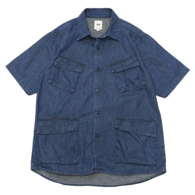 画像1: F.O.B FACTORY（エフオービーファクトリー）DENIM FATIGUE SHORT SLEEVE SHIRT（デニムファティーグショートスリーブシャツ）8oz Military Denim/Blue（ブルー）