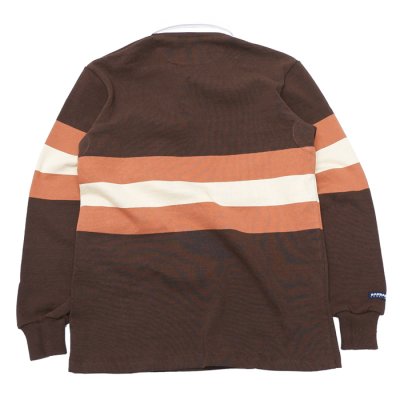 画像2: 50%OFF！！BARBARIAN（バーバリアン）クラシック ラガーシャツ（THREE 2"STRIPES）”旧モデル” / Brown×Rust×Beige（ブラウン×ラスト×ベージュ）※Sサイズのみ