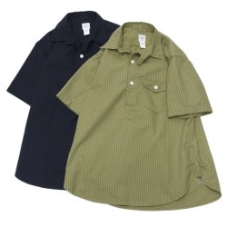 Post O'Alls（ポストオーバーオールズ）NAVY CUT SS（ネイビーカットSS）Seersucker/Navy（ネイビー）・Olive（オリーブ）