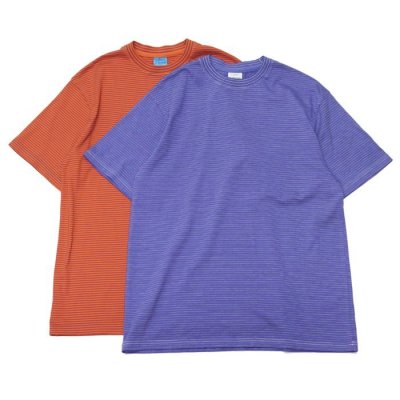 画像1: Yonetomi NEW BASIC（ヨネトミニューベーシック）GARMENT DYE BORDER T-SHIRT（ガーメントダイボーダーTシャツ）/Purple（パープル）・Orange（オレンジ）