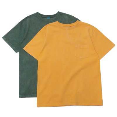 画像1: Good On（グッドオン）Short Sleeve Crew Neck Pocket Tee（ショートスリーブクルーネックポケット付きTシャツ）"Vintage Dye"/Mustard（マスタード）・Dk.Green（ダークグリーン）