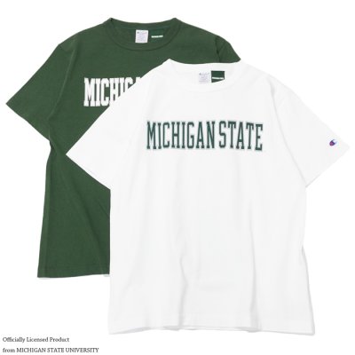 画像1: Champion（チャンピオン）T1011 US Print T-Shirt（ティーテンイレブンUSプリントTシャツ）"MICHIGAN STATE"/White×Green（ホワイト×グリーン）・Moss Green（モスグリーン）Made in USA