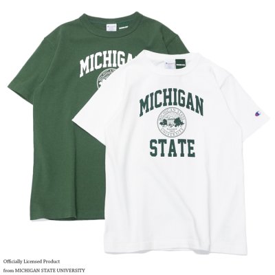 画像1: Champion（チャンピオン）T1011 US Print T-Shirt（ティーテンイレブンUSプリントTシャツ）"MICHIGAN STATE"/White（ホワイト）・Green×White（グリーン×ホワイト）Made in USA