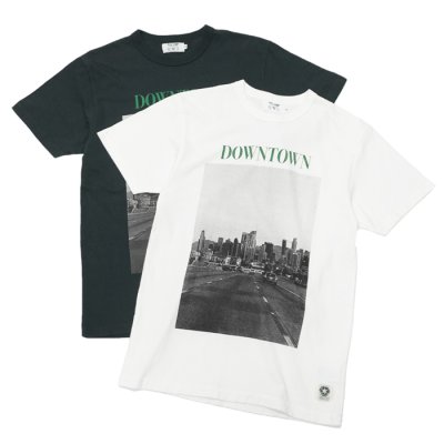 画像1: free rage（フリーレイジ）リサイクルコットンプリントTee"DOWNTOWN"/White（ホワイト）・Sumi（スミクロ）