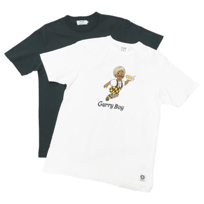 画像1: free rage（フリーレイジ）リサイクルコットンプリントTee"Curry Boy vol.2"/White（ホワイト）・Sumi（スミクロ）