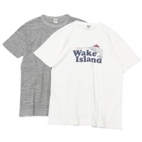 30%OFF！！BARNS OUTFITTERS (バーンズアウトフィッターズ) TSURI-AMI Crew Print T-Shirt (吊り編みクループリントTシャツ)"WAKE ISLAND"/White(ホワイト)・Grey(グレー)