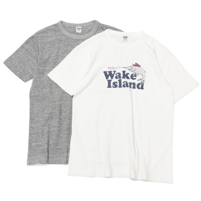 画像1: 30%OFF！！BARNS OUTFITTERS (バーンズアウトフィッターズ) TSURI-AMI Crew Print T-Shirt (吊り編みクループリントTシャツ)"WAKE ISLAND"/White(ホワイト)・Grey(グレー)