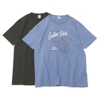 30%OFF！！BARNS OUTFITTERS (バーンズアウトフィッターズ) TSURI-AMI Crew Print T-Shirt (吊り編みクループリントTシャツ)"GOLDEN STATE"/Blue Grey(ブルーグレー)・Black (ブラック)
