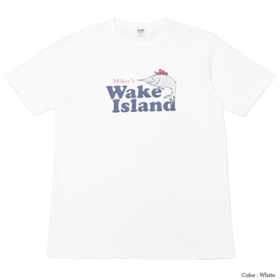 画像2: 30%OFF！！BARNS OUTFITTERS (バーンズアウトフィッターズ) TSURI-AMI Crew Print T-Shirt (吊り編みクループリントTシャツ)"WAKE ISLAND"/White(ホワイト)・Grey(グレー)