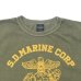 画像3: STUDIO D'ARTISAN（ステュディオ・ダ・ルチザン）USAコットンピグメント加工プリントＴシャツ"S.D.MARINE CORP"/Army Green（アーミーグリーン）※Sサイズのみ