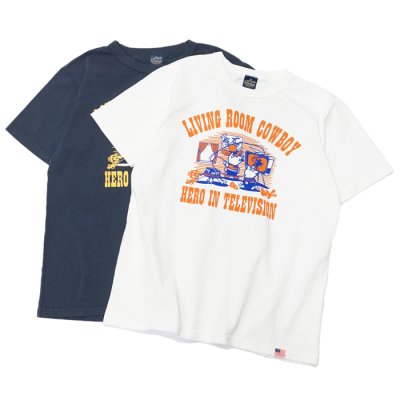 画像1: STUDIO D'ARTISAN（ステュディオ・ダ・ルチザン）USAコットンプリントＴシャツ"LIVING ROOM COWBOY"/White（ホワイト）・Navy（ネイビー）