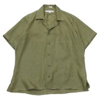 40%OFF！！INDIVIDUALIZED SHIRTS（インディビジュアライズドシャツ）Camp Collar Short Sleeve Shirt（キャンプカラーショートスリーブシャツ）"LINEN"/Olive（オリーブ）※Sサイズのみ