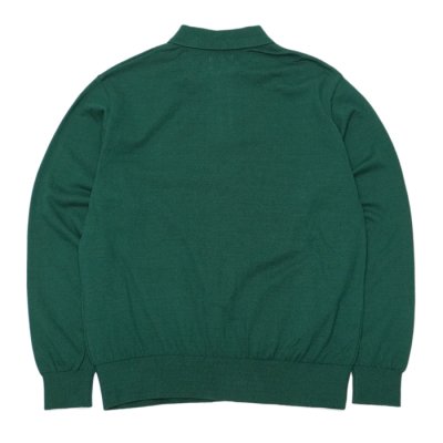 画像2: Yonetomi NEW BASIC（ヨネトミニューベーシック）LIGHT WAVE COTTON KNIT POLO L/S（ライトウェーブコットンニットポロシャツ・ロングスリーブ）/Green（グリーン）