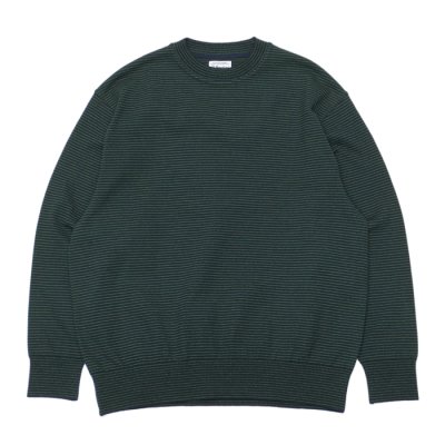 画像1: Yonetomi NEW BASIC（ヨネトミニューベーシック）WAVE COTTON KNIT PULLOVER（ウェーブコットンニットプルオーバー）"BORDER"/Navy（ネイビー）