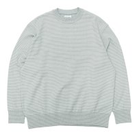 Yonetomi NEW BASIC（ヨネトミニューベーシック）WAVE COTTON KNIT PULLOVER（ウェーブコットンニットプルオーバー）"BORDER"/Grey（グレー）