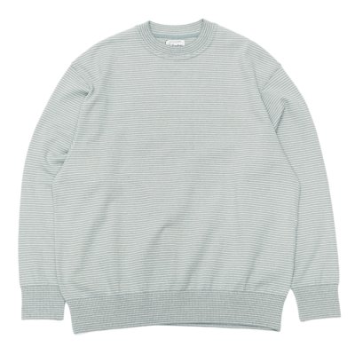 画像1: Yonetomi NEW BASIC（ヨネトミニューベーシック）WAVE COTTON KNIT PULLOVER（ウェーブコットンニットプルオーバー）"BORDER"/Grey（グレー）