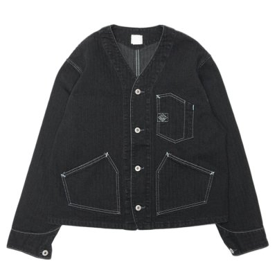 画像1: Post O'Alls（ポストオーバーオールズ）Stoker's Jacket（ストーカージャケット）Herringbone Denim/Black（ブラック）