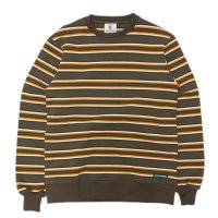 BARBARIAN（バーバリアン）ヘビーウェイト クルーネックシャツ "Nine 5crs Stripes Repeat”/Moss×Bottle×Ivory×B,Orange（モスグリーン×ボトルグリーン×トープ×オレンジ）