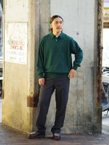 他の写真1: Yonetomi NEW BASIC（ヨネトミニューベーシック）LIGHT WAVE COTTON KNIT POLO L/S（ライトウェーブコットンニットポロシャツ・ロングスリーブ）/Green（グリーン）