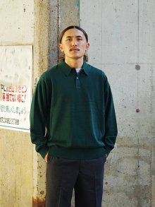 他の写真2: Yonetomi NEW BASIC（ヨネトミニューベーシック）LIGHT WAVE COTTON KNIT POLO L/S（ライトウェーブコットンニットポロシャツ・ロングスリーブ）/Green（グリーン）