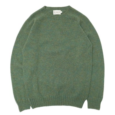 画像1: INVERALLAN（インバーアラン）Crew Neck Saddle Shoulder Sweater（クルーネックサドルショルダーセーター）Supersoft Shetland/JADE（ジェード）