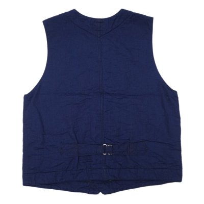 画像2: Post O'Alls（ポストオーバーオールズ）1 Pocket Vest（1ポケットベスト）Vintage twill w/trashed wool lining indigo w/stripe lining /Indigo（インディゴ）