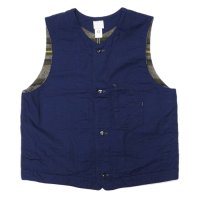 Post O'Alls（ポストオーバーオールズ）1 Pocket Vest（1ポケットベスト）Vintage twill w/trashed wool lining indigo w/stripe lining /Indigo（インディゴ）