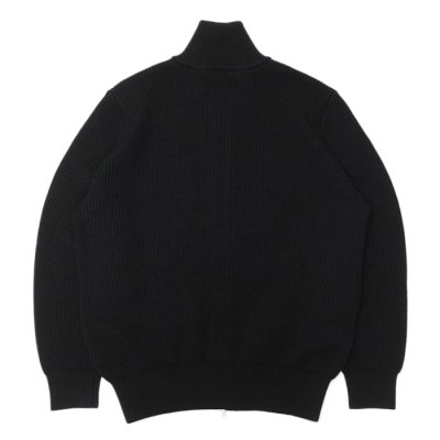 画像2: Yonetomi NEW BASIC（ヨネトミニューベーシック）EX Fine Wool Rib Knit Blouson（エクストラファインウールニットブルゾン）/Black（ブラック）