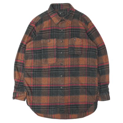 画像1: ENGINEERED GARMENTS（エンジニアードガーメンツ）WORK SHIRT（ワークシャツ）Cotton Plaid Flannel/Orange×Red（オレンジ×レッド）