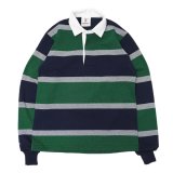 BARBARIAN（バーバリアン）クラシック ラガーシャツ-NEW FIT-（3 COLOR STRIPES）/Navy×White×Pine（ネイビー×ホワイト×パイン）