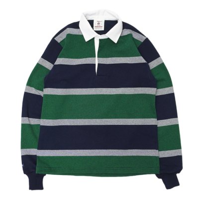 画像1: BARBARIAN（バーバリアン）クラシック ラガーシャツ-NEW FIT-（3 COLOR STRIPES）/Navy×White×Pine（ネイビー×ホワイト×パイン）