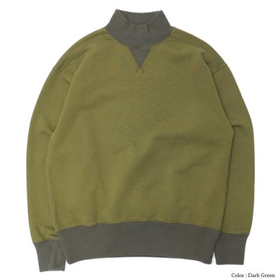 画像1: Nigel Cabourn（ナイジェルケーボン）HIGH NECK SHIRT（ハイネックシャツ）"TWO TONE"/Dark Green（ダークグリーン）※48 (M)のみ