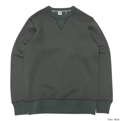 画像2: BARNS OUTFITTERS (バーンズアウトフィッターズ) "STANDARD" COZUN GUSSET CREW NECK SWEAT (はめ込み両Vガゼット）/ Black（ブラック）・Natural（ナチュラル）