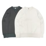 BARNS OUTFITTERS (バーンズアウトフィッターズ) "STANDARD" COZUN GUSSET CREW NECK SWEAT (はめ込み両Vガゼット）/ Black（ブラック）・Natural（ナチュラル）