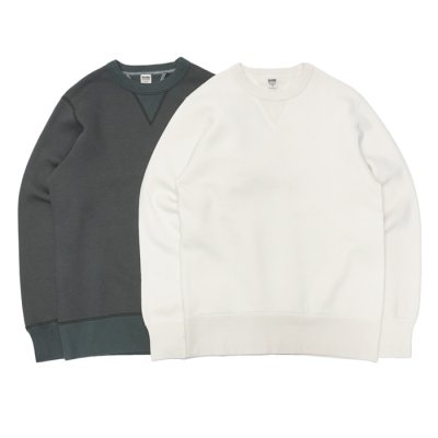 画像1: BARNS OUTFITTERS (バーンズアウトフィッターズ) "STANDARD" COZUN GUSSET CREW NECK SWEAT (はめ込み両Vガゼット）/ Black（ブラック）・Natural（ナチュラル）