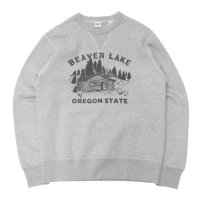 BARNS OUTFITTERS (バーンズアウトフィッターズ) "STANDARD" COZUN GUSSET PRINT CREW NECK SWEAT (はめ込み両Vガゼット）"OREGON STATE BEAVER LAKE"/ Grey（グレー）