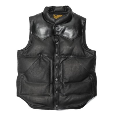 画像1: Y'2 LEATHER（ワイツーレザー）STEER OIL×HORSE HIDE DOWN VEST（ステアオイル×ホースハイドダウンベスト）/Black×Black（ブラック×ブラック）