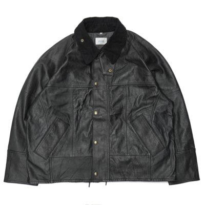 画像1: yoused （ユーズド）Leather Driver's Jacket （レザードライバーズジャケット）/ Black（ブラック）