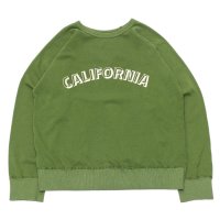 Mixta（ミクスタ）Print Raglan Crew Sweat（プリント付きラグランクルースウェット）"CALIFORNIA 3D"/Green Tea（グリーンティー）※Lサイズのみ