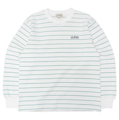 画像1: L.L.Bean（エルエルビーン）Union Striped Long Sleeve Tee（ユニオン ストライプロングスリーブT）"Japan Edition" / White×Lt,Green（ホワイト×ライトグリーン）