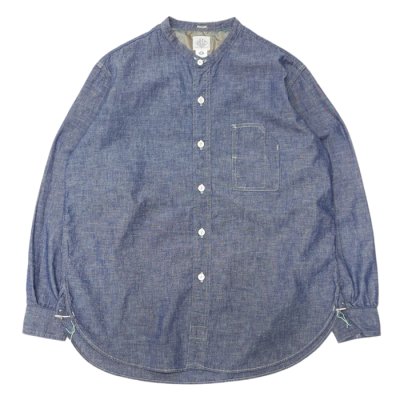 画像1: Post O'Alls（ポストオーバーオールズ）Band Collar Shirt（バンドカラーシャツ）"Classic Chambray" / Indigo（インディゴ）