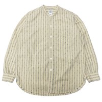 Post O'Alls（ポストオーバーオールズ）Band Collar Shirt（バンドカラーシャツ）"Stripe Shirting" / Natural（ナチュラル）