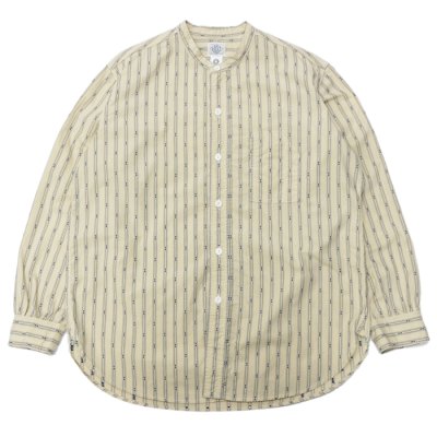 画像1: Post O'Alls（ポストオーバーオールズ）Band Collar Shirt（バンドカラーシャツ）"Stripe Shirting" / Natural（ナチュラル）