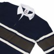 画像4: ＜50%OFF＞BARBARIAN（バーバリアン）クラシック ラガーシャツ（CENTER STRIPES）”旧モデル” / Navy×Ivory×Moss（ネイビー×アイボリー×モスグリーン）※Sサイズのみ (4)