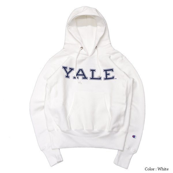 画像1: Champion（チャンピオン）REVERSE WEAVE PULLOVER HOODED SWEATSHIRT（リバースウィーブプルオーバースウェットパーカー）"YALE"/White（ホワイト）Made in USA※Sサイズのみ (1)