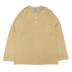 Good On（グッドオン）Long Sleeve Henley Neck Tee（ロングスリーブヘンリーネックTシャツ）"Reactive Dye"/Coyote（コヨーテ）