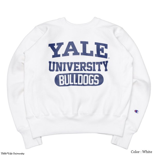 画像1: Champion（チャンピオン）REVERSE WEAVE CREW NECK SWEATSHIRT（リバースウィーブクルーネックスウェットシャツ）"YALE"/White（ホワイト）Made in USA※Mサイズのみ (1)