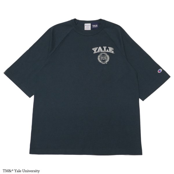 画像1: Champion（チャンピオン）T1011 Raglan Short Sleeve T-Shirt（ティーテンイレブンラグランショートスリーブTシャツ）"YALE"/Navy（ネイビー）Made in USA (1)